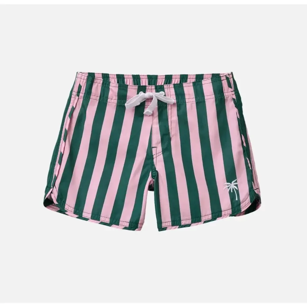 NWT seaesta surf retro flare board short cabana stripe pink palms 6T